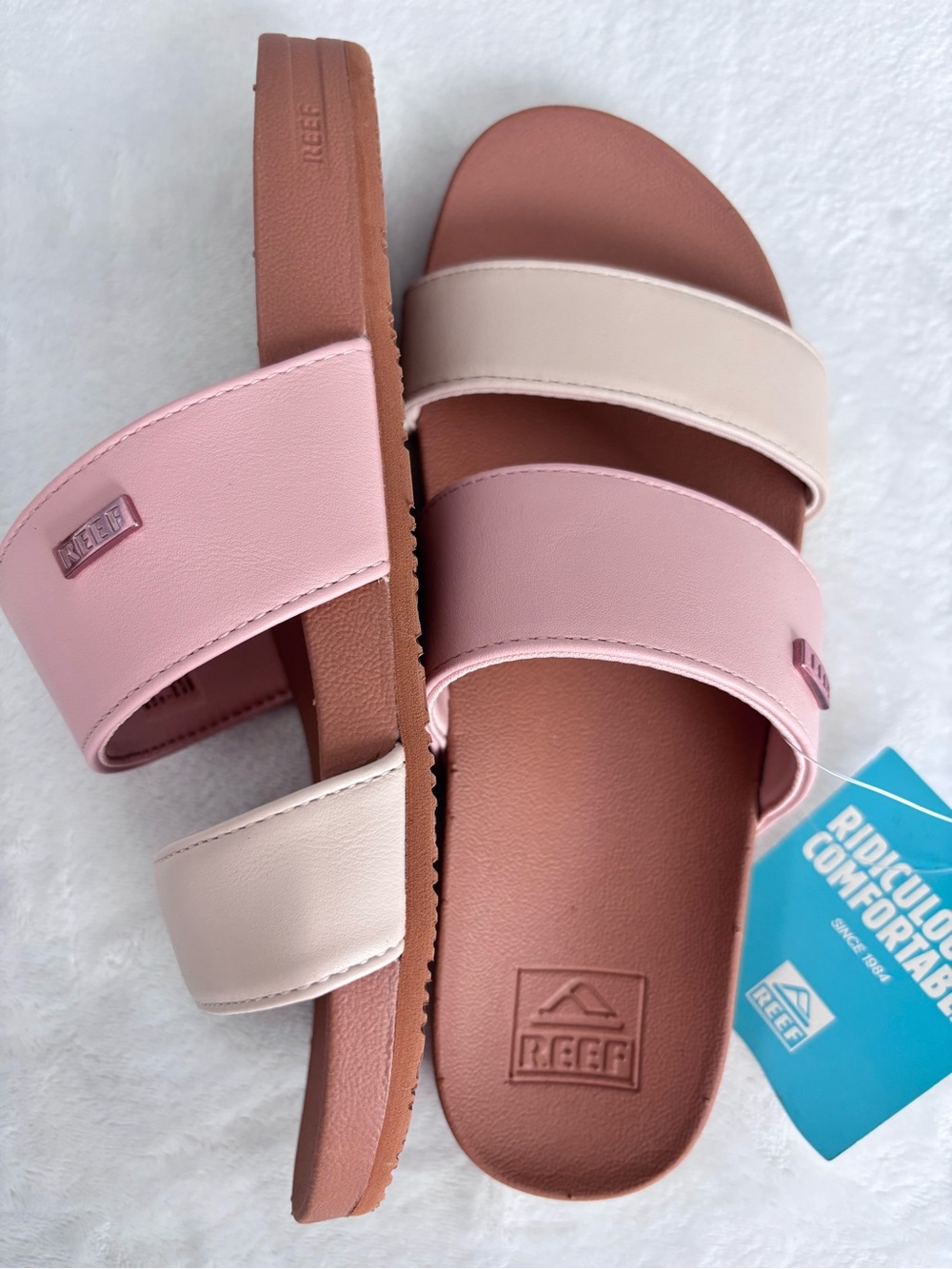 REEF Hali Cushion Comfort Pink Duo Slide On Sandal--NWT--7